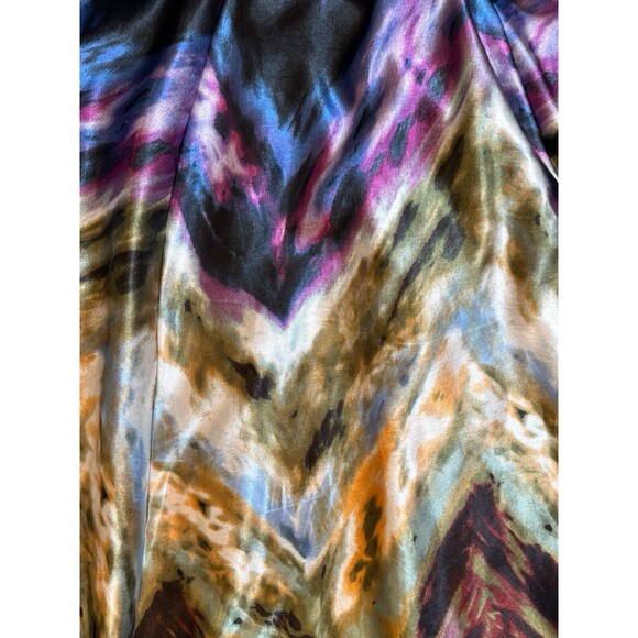 Her Destiny Women’s Satin Maxi Skirt Multicolored Earth Tones Patterned w/Bow M - Picture 6 of 7